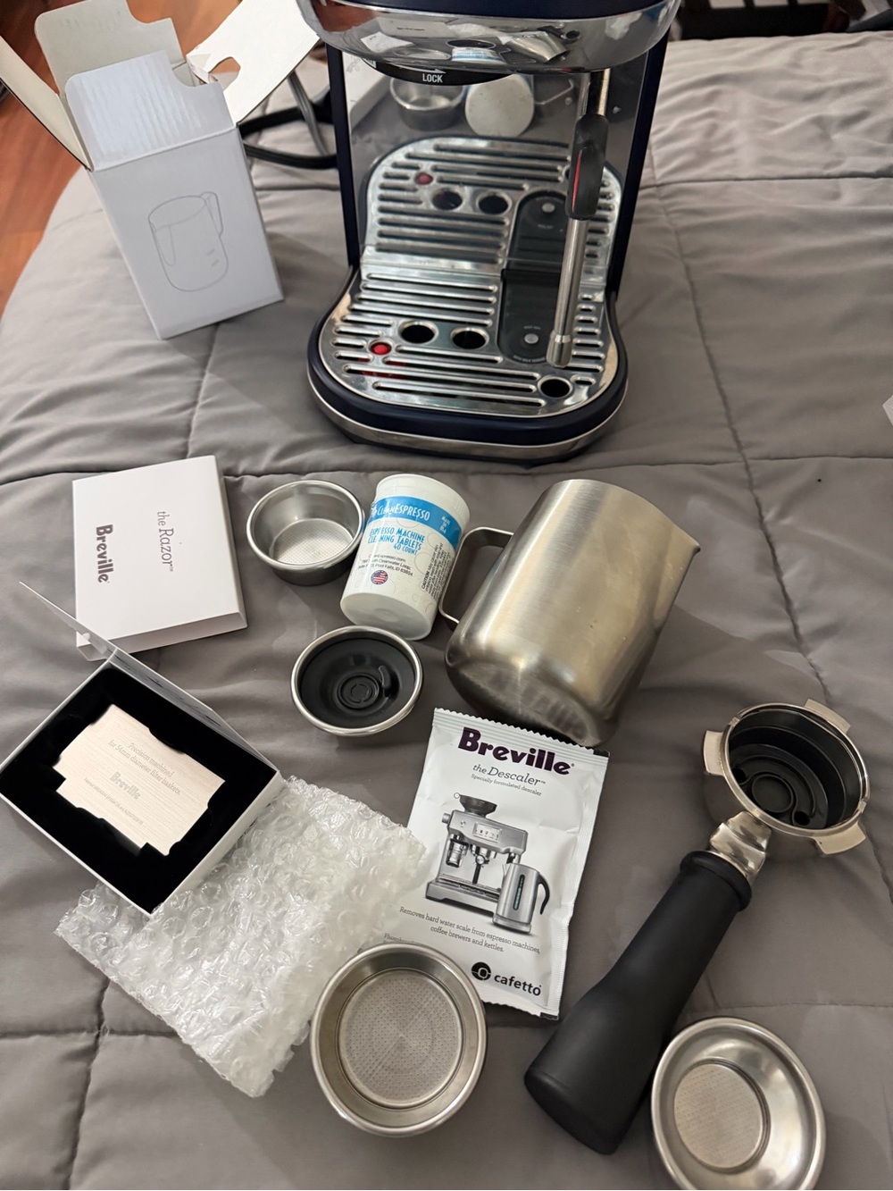 Breville Stainless Steel & Black Espresso Machine with Accessories